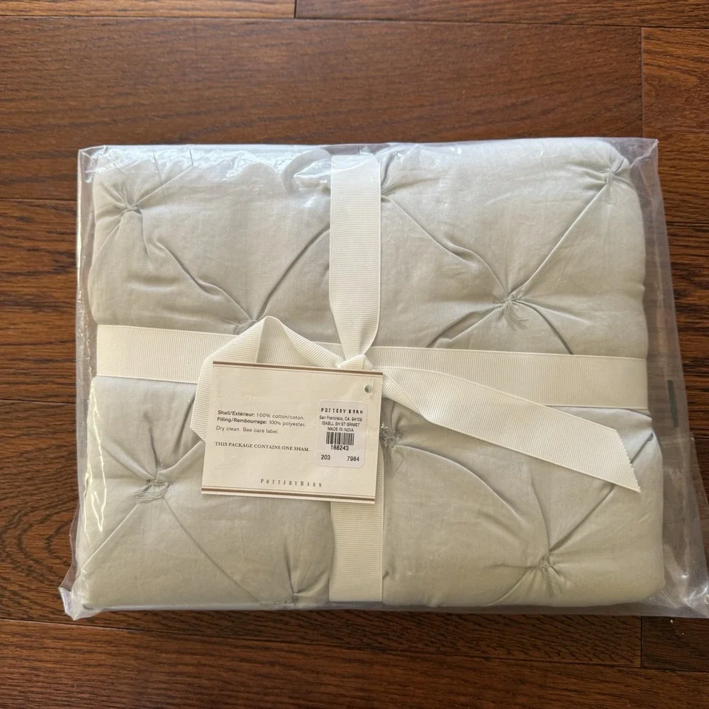Pottery Barn Isabelle Pillow Shams Grey Standard Size 26x20 Inches Tufted Cotton
